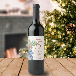 Etiqueta Para Botella De Vino Número de tabla de Bodas de los Navidades de las B