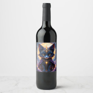 Etiqueta Para Botella De Vino Nyx – Guardián de la Luz de la Luna.