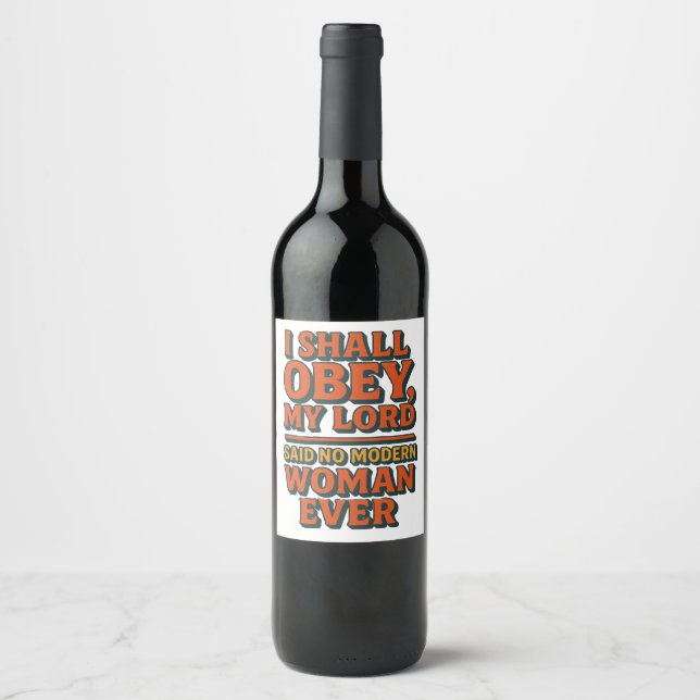 Etiqueta Para Botella De Vino Obedeceré (Anverso)