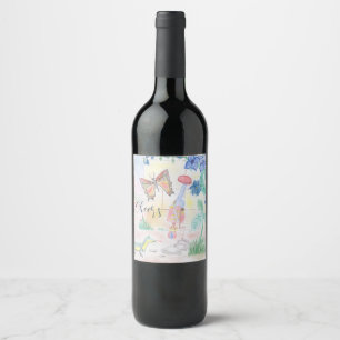 Etiqueta Para Botella De Vino Obra de arte de niños personalizados, juguete de d