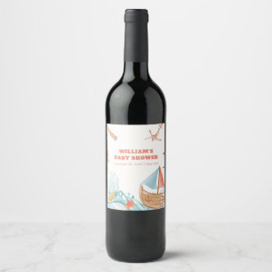 Etiqueta Para Botella De Vino Ocean Boy Adventure Sailboat Baby Shower