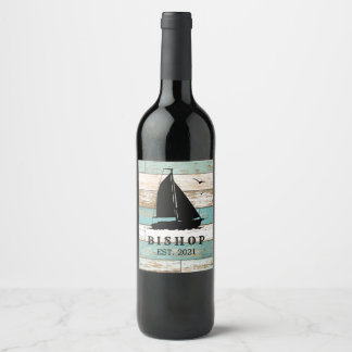 Etiqueta Para Botella De Vino Océano Rústico