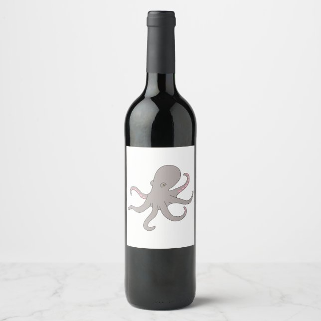 Etiqueta Para Botella De Vino Octopus (Anverso)