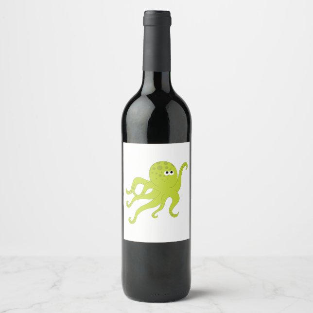 Etiqueta Para Botella De Vino Octopus (Anverso)