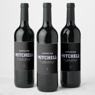 Etiqueta Para Botella De Vino Oficial de Policía Personalizado Línea Azul Delgad