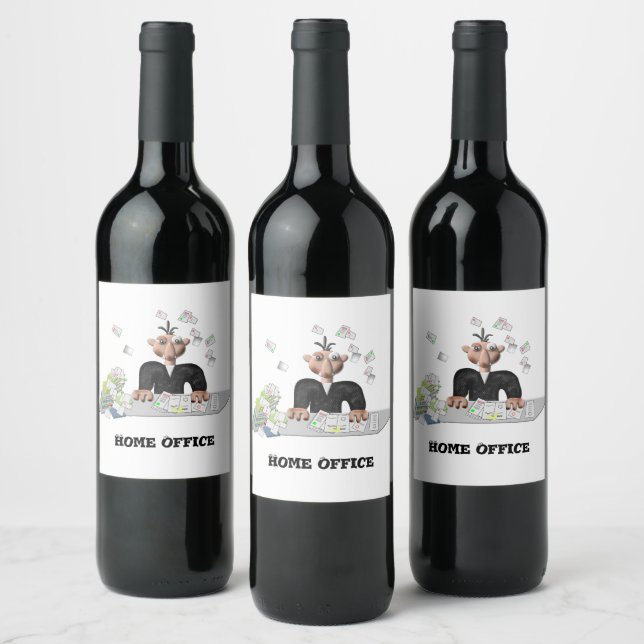Etiqueta Para Botella De Vino Oficina en casa, Personalizado (Botellas)