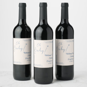 Etiqueta Para Botella De Vino ¡Oh bebé! Cumpleaños de bebé minimalista género ne