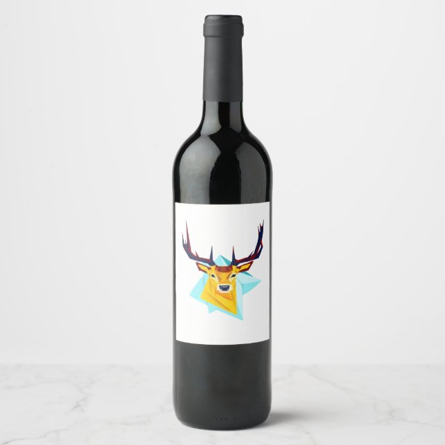 Etiqueta Para Botella De Vino Oh Ciervo Estilo Rústico Mínimo  (Anverso)