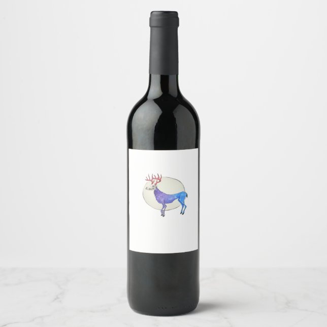 Etiqueta Para Botella De Vino Oh Deer Clean Graphic Style  (Anverso)
