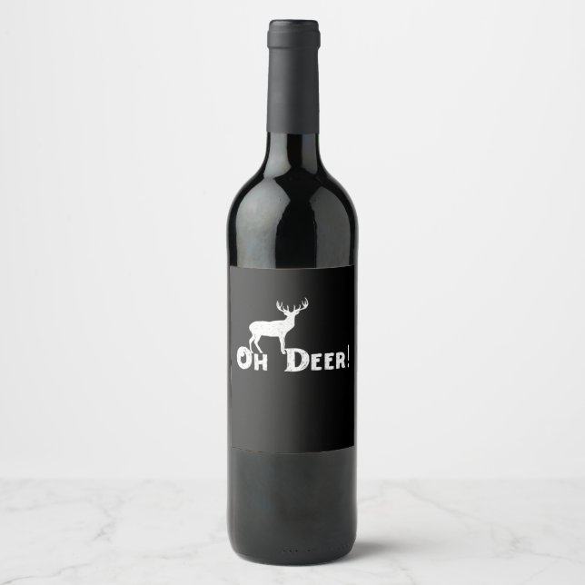Etiqueta Para Botella De Vino Oh Deer Clean Graphic Style  (Anverso)