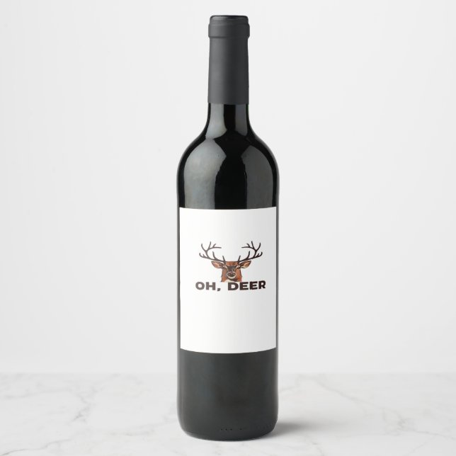 Etiqueta Para Botella De Vino Oh Deer Modern Clean Design  (Anverso)