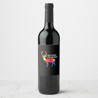 Etiqueta Para Botella De Vino Oh Deer Queer Funny Pun LGBT Pride Design