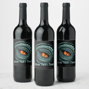 Etiqueta Para Botella De Vino Ojo de reptil depredador primitivo