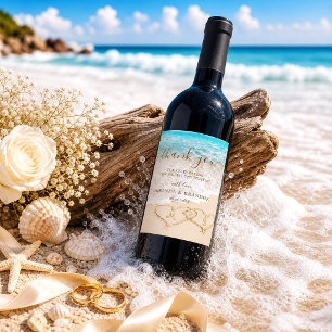 Etiqueta Para Botella De Vino Olas del Océano Azul Boda Tropical de Playa Agrade