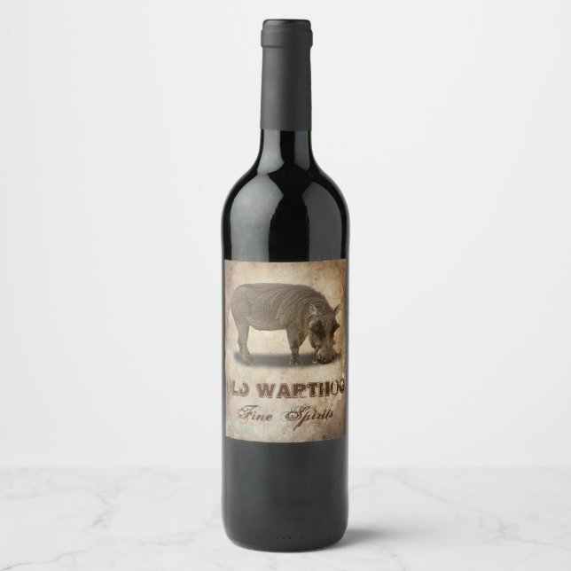 ETIQUETA PARA BOTELLA DE VINO OLD WARTHOG (Anverso)