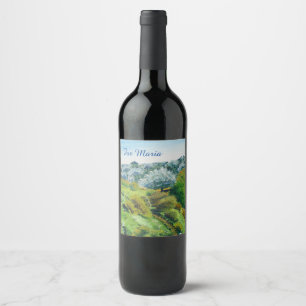 Etiqueta Para Botella De Vino Olive Grove