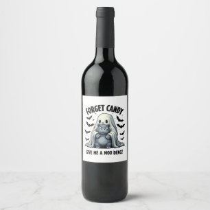 Etiqueta Para Botella De Vino Olvídate de Candy Dame Moo Deng Fantasma Halloween