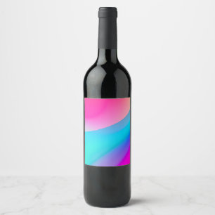 Etiqueta Para Botella De Vino Ombre acuarela abstracta pastel rosa azul