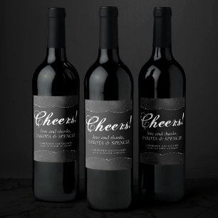 Etiqueta Para Botella De Vino Onyx Romance Damasco negro satinado