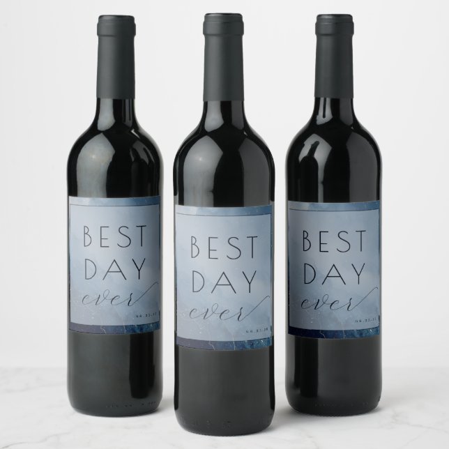 Etiqueta Para Botella De Vino Optimistic Blue Abstract Waves (Botellas)