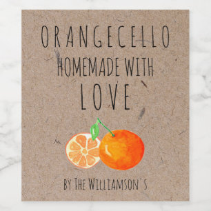 Etiqueta Para Botella De Vino Orangecello Casero con Amor  Papel Kraft