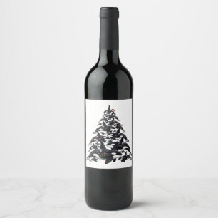 Etiqueta Para Botella De Vino Orca árbol de Navidad para el amor por la vida mar