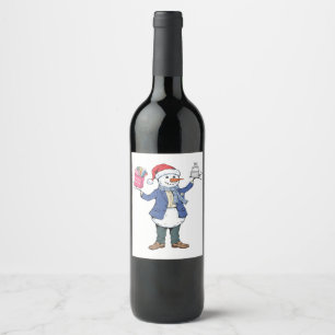 Etiqueta Para Botella De Vino Organizador de Eventos de Muñeco de Nieve Navidad