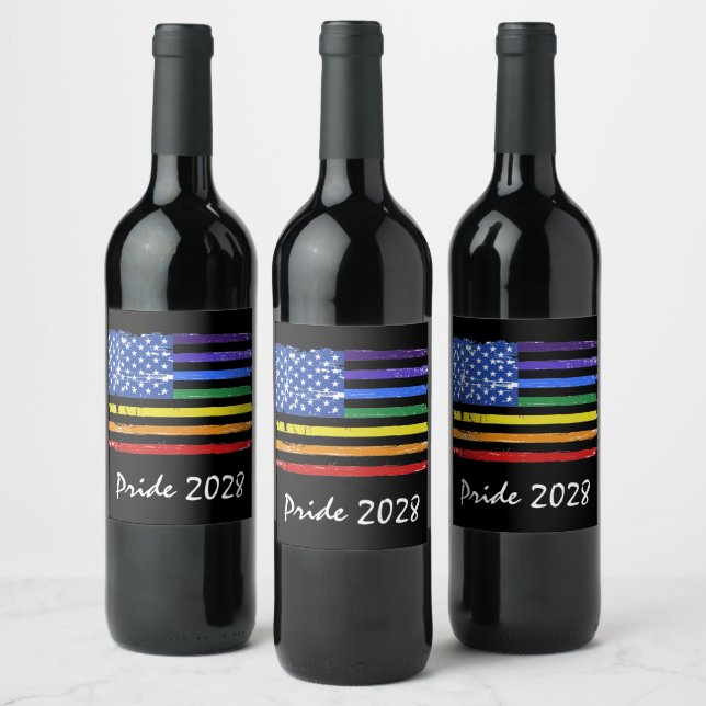 Etiqueta Para Botella De Vino Orgullo gay arcoiris negro (Botellas)