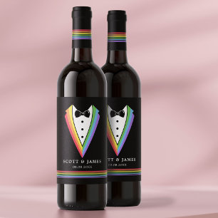 Etiqueta Para Botella De Vino Orgullo Gay Personalizado Groomsmen Negro