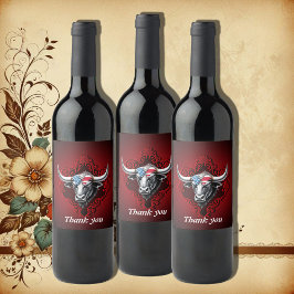 Etiqueta Para Botella De Vino Orgullo y fuerza, un toro americano