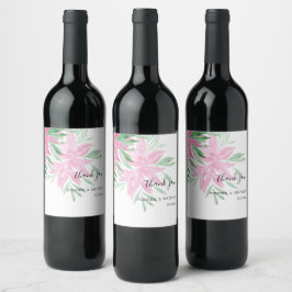 Etiqueta Para Botella De Vino Original Rosa Acuarela Pintada a Mano