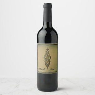 Etiqueta Para Botella De Vino Ornate Treble Clef