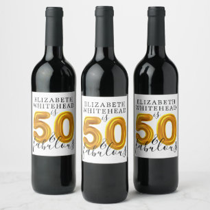 Etiqueta Para Botella De Vino Oro 50 y fabulosa fiesta de cumpleaños