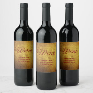 Etiqueta Para Botella De Vino Oro de aspecto vintage utilizado, personalizado
