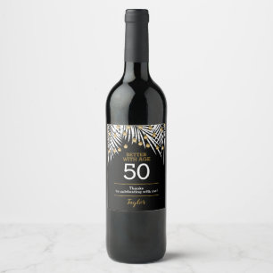 Etiqueta Para Botella De Vino Oro Negro 50 cumpleaños