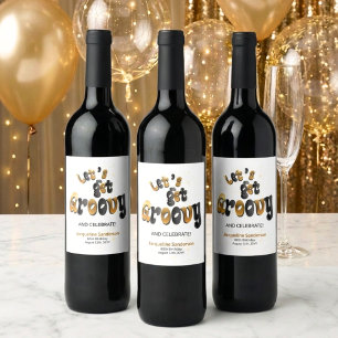 Etiqueta Para Botella De Vino Oro Negro Retro Vamos a Bailar 60 Cumpleaños