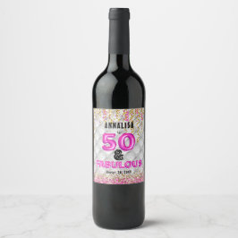 Etiqueta Para Botella De Vino Oro Rosa Cincuenta Fabuloso 50