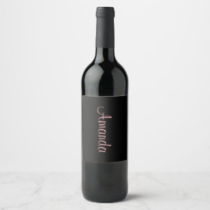 Etiqueta Para Botella De Vino Oro Rosa y Negro personalizado