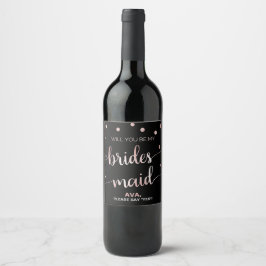 Etiqueta Para Botella De Vino Oro y negro Rosa | Propuesta de Glam Bridesmaid