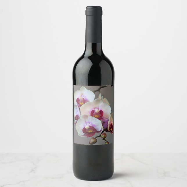 Etiqueta Para Botella De Vino Orquídea miniatura (Anverso)