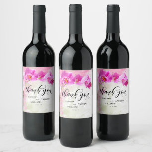 Etiqueta Para Botella De Vino Orquídea Rosa Splash