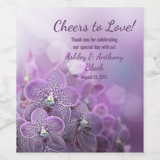 Etiqueta Para Botella De Vino Orquídeas moradas aman a Boda