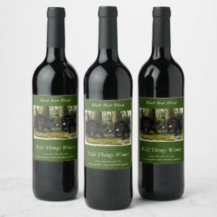 Etiqueta Para Botella De Vino Oso Negro Americano (Ursus Americanus) de Audubon
