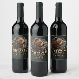 Etiqueta Para Botella De Vino Oso Pardo – Salvaje Americano