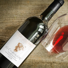 Etiqueta Para Botella De Vino Oso y Abeja | ¡Apenas podemos esperar! Baby Shower