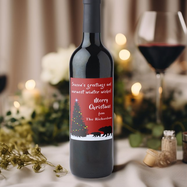 Etiqueta Para Botella De Vino Osos de Navidades modernos (Subido por el creador)