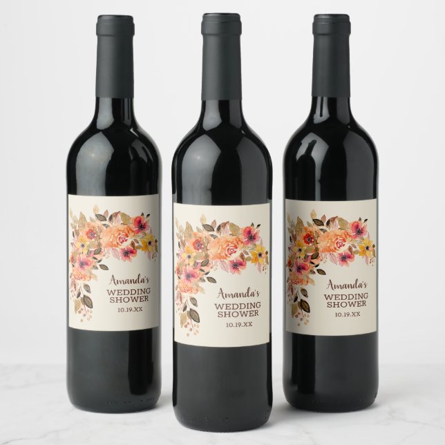Etiqueta Para Botella De Vino Otoño Cañón Floral (Botellas)