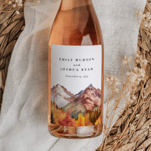 Etiqueta Para Botella De Vino Otoño Elegante Boda
