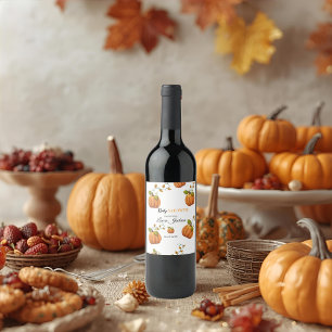 Etiqueta Para Botella De Vino otoño en el amor calabaza floral ducha bebé Invita