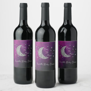 Etiqueta Para Botella De Vino Over The Moon Baby Shower